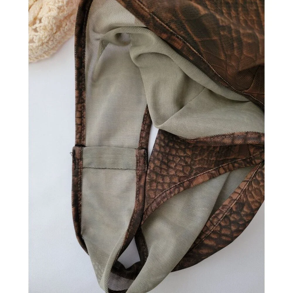 I.AM.GIA Kenzie Crocodile Print Long Sleeve Bodysuit With Thumbholes Women's XS - Picture 6 of 9